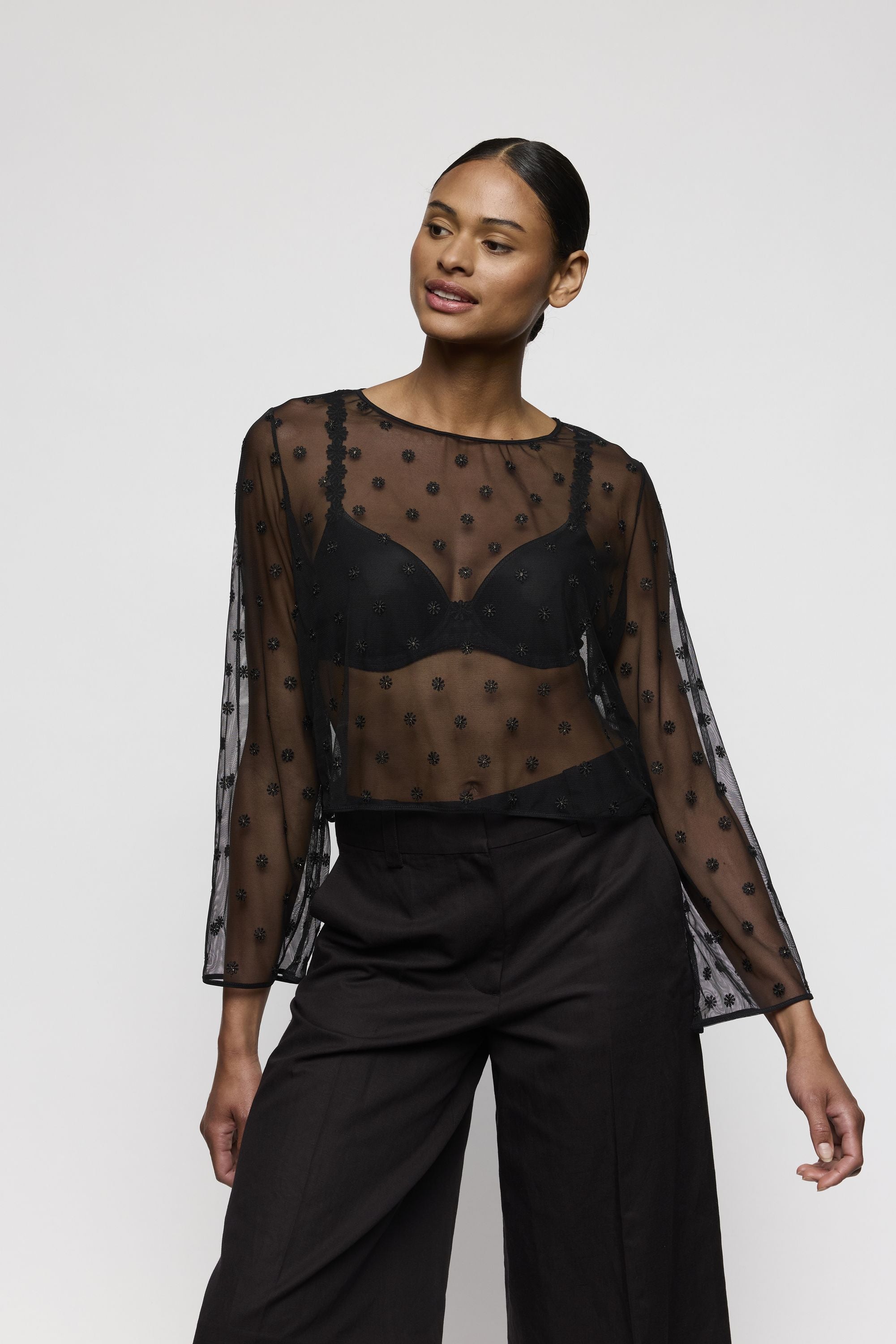 Langarmshirt DAISY transparent