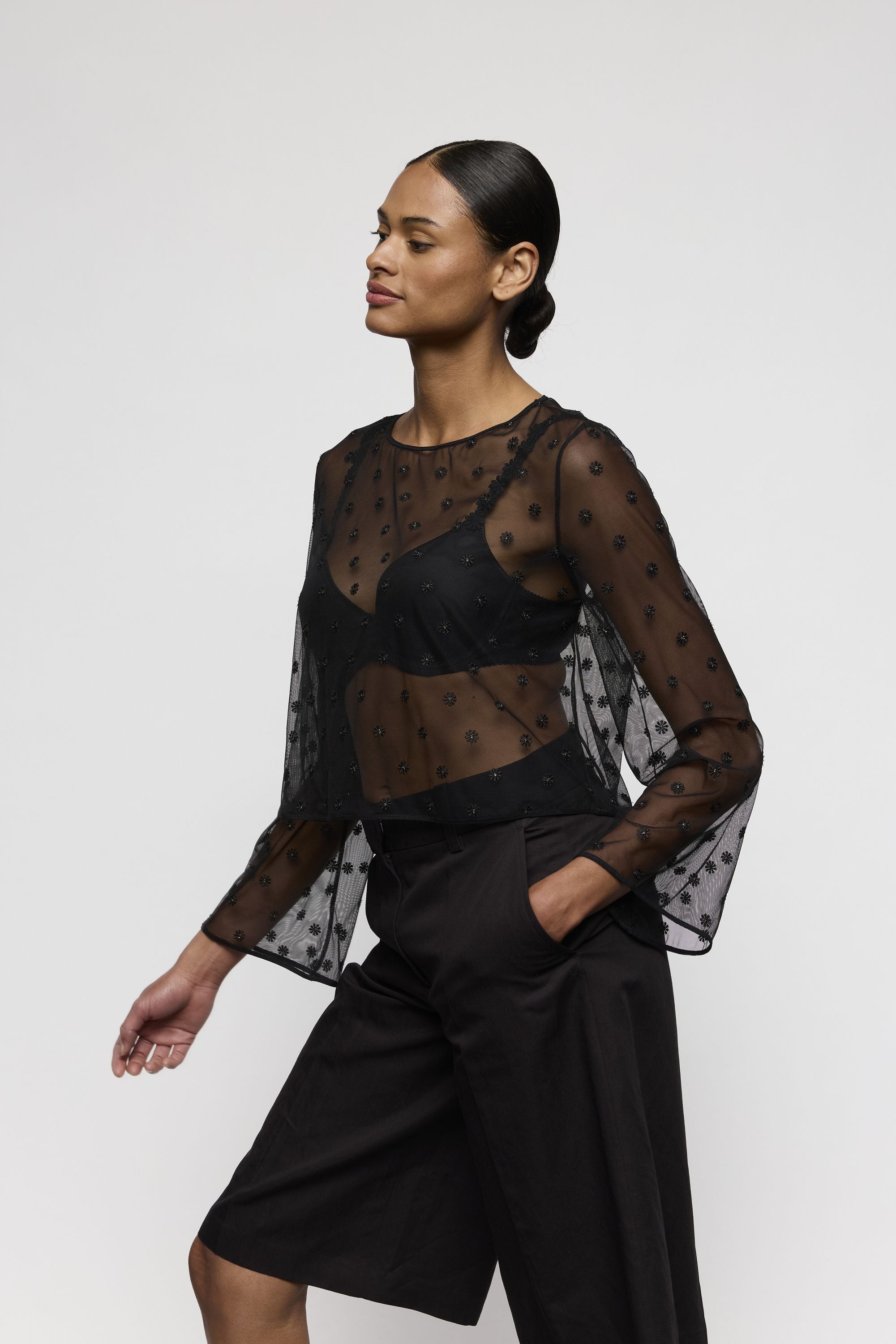 Langarmshirt DAISY transparent