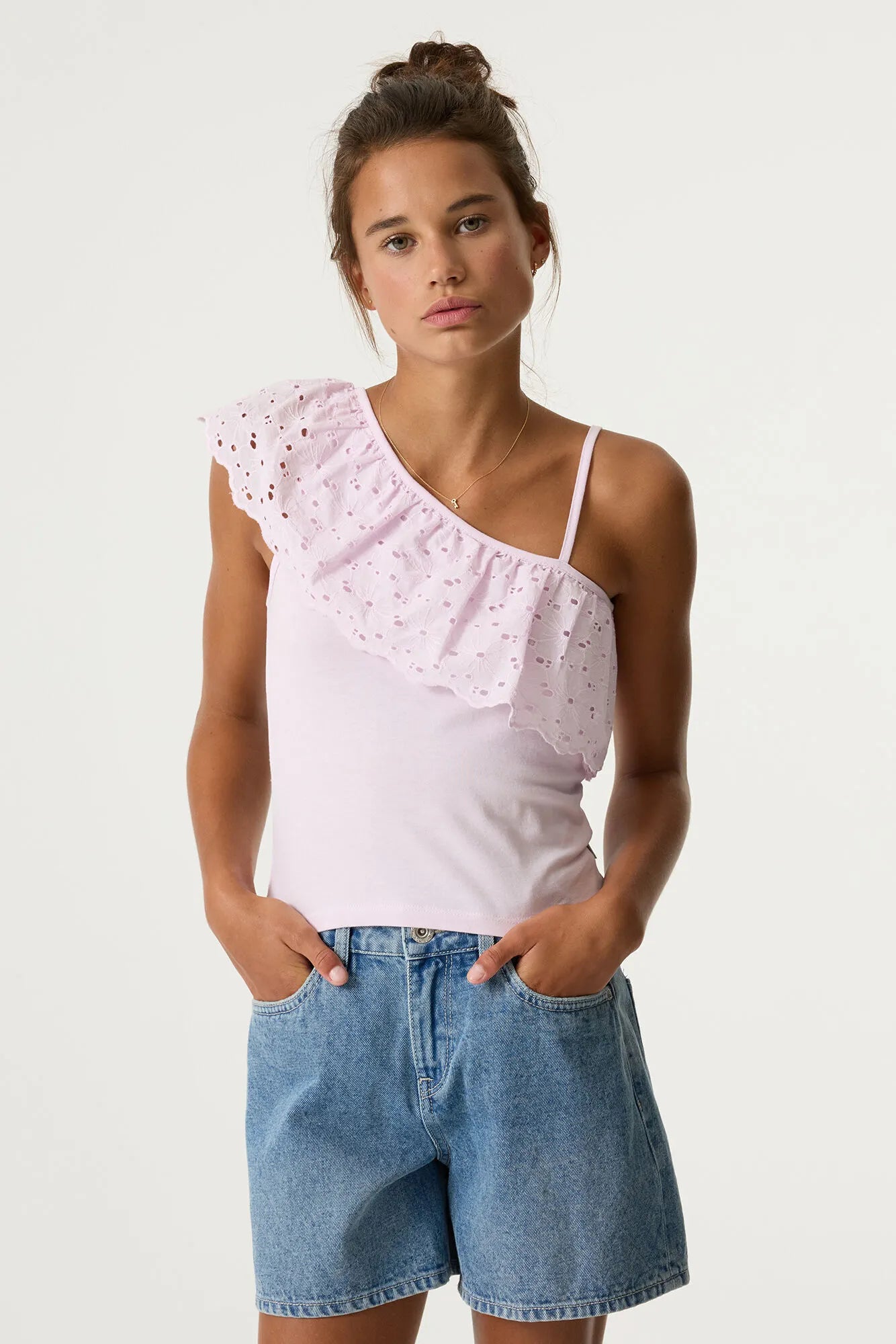 One-Shoulder-Top aus Baumwolle
