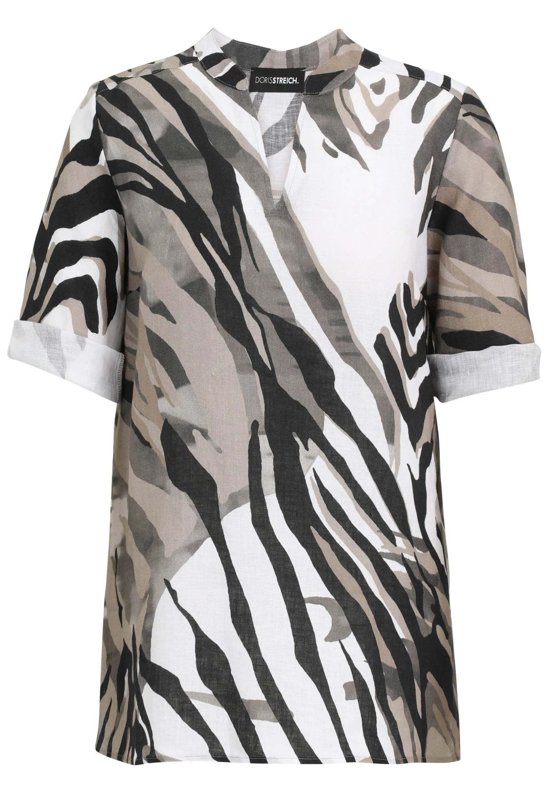 Leinenbluse mit V-Ausschnitt