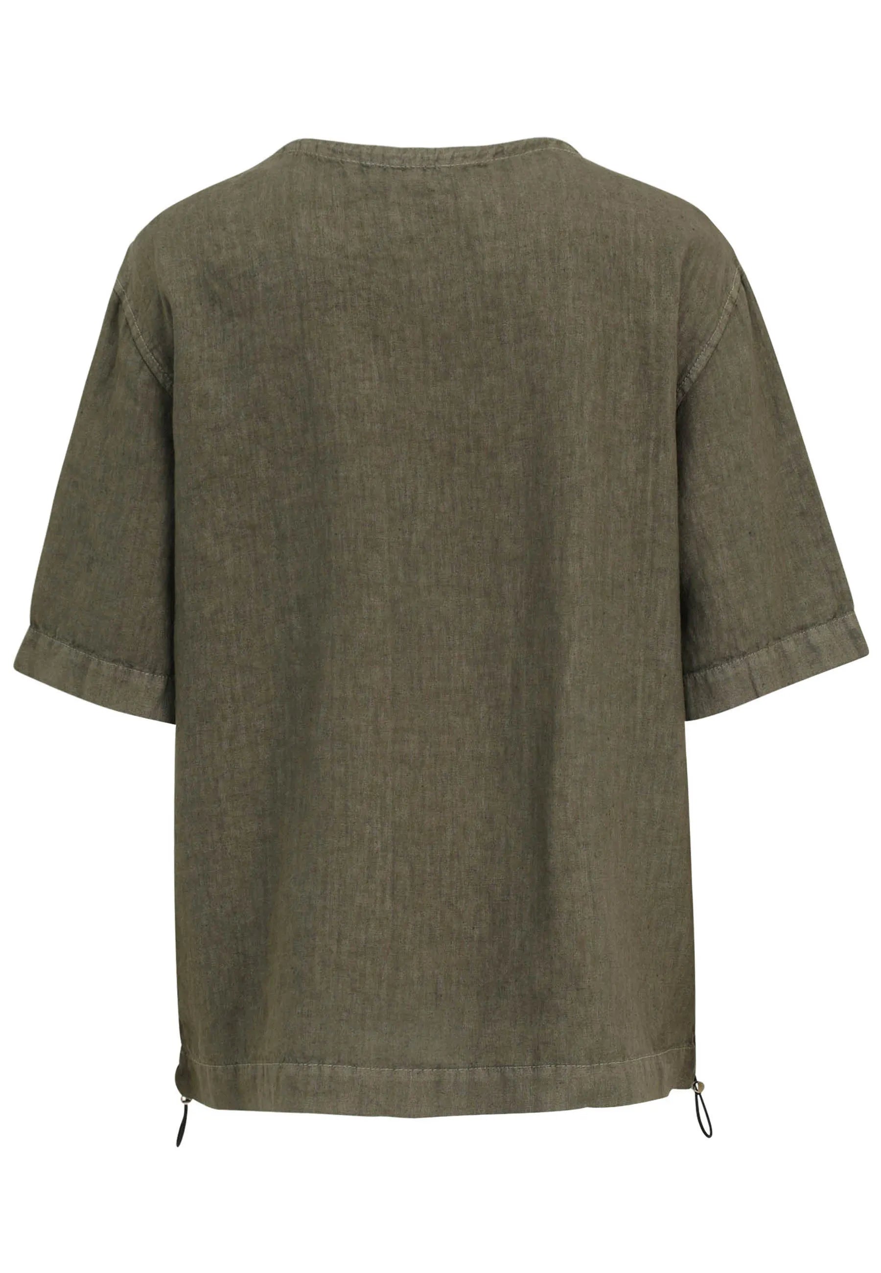 Leinenbluse mit Rundhalsausschnitt