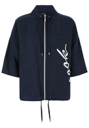 Leinenjacke mit Stehkragen