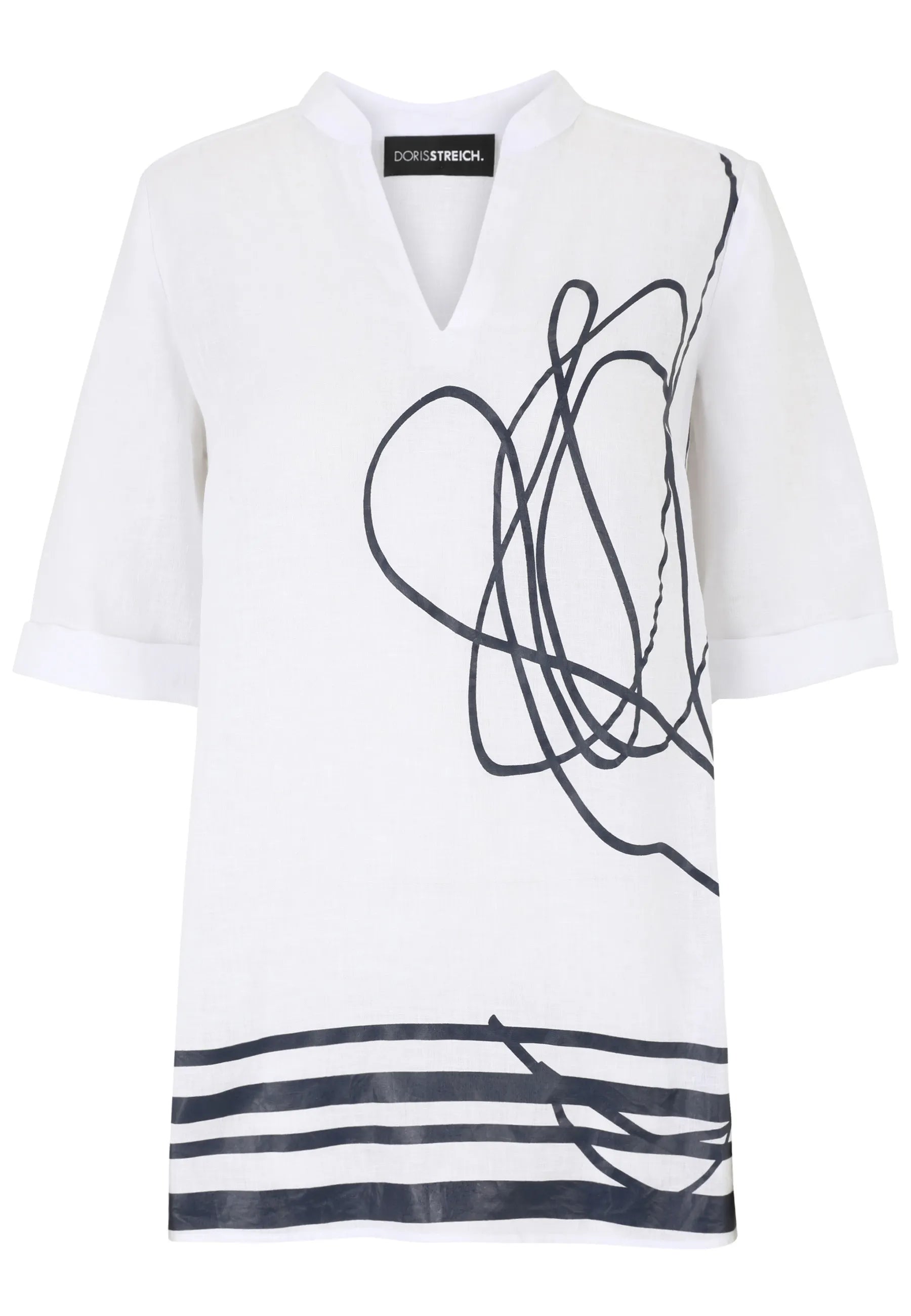 Leinenbluse mit V-Ausschnitt