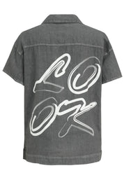 Leinenshirt mit aufliegendem Kragen
