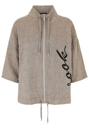 Leinenjacke mit Stehkragen