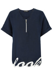 Leinenbluse mit Rundhalsausschnitt