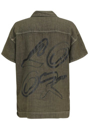 Leinenshirt mit aufliegendem Kragen