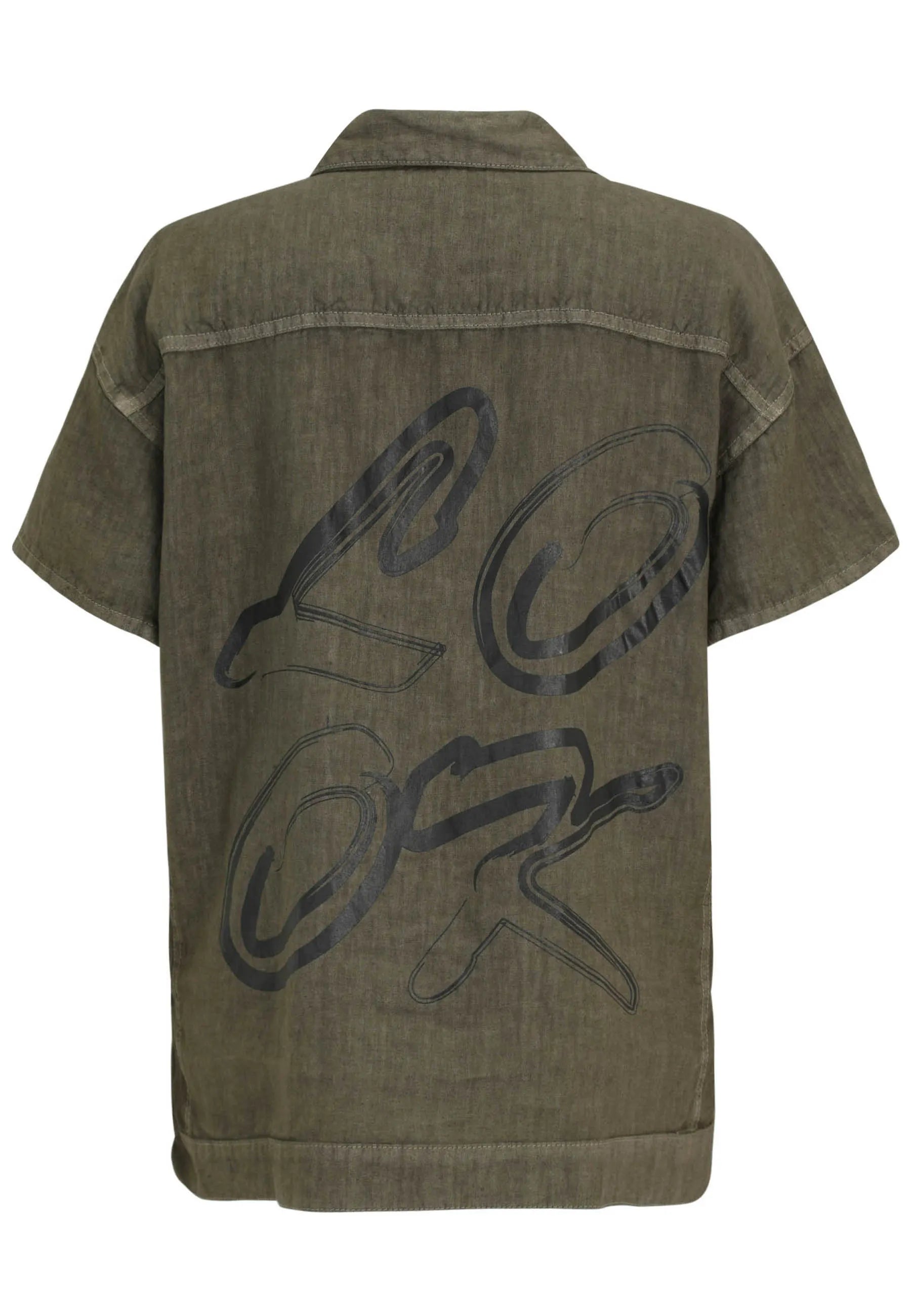 Leinenshirt mit aufliegendem Kragen