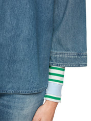 Jeansbluse mit Stehkragen
