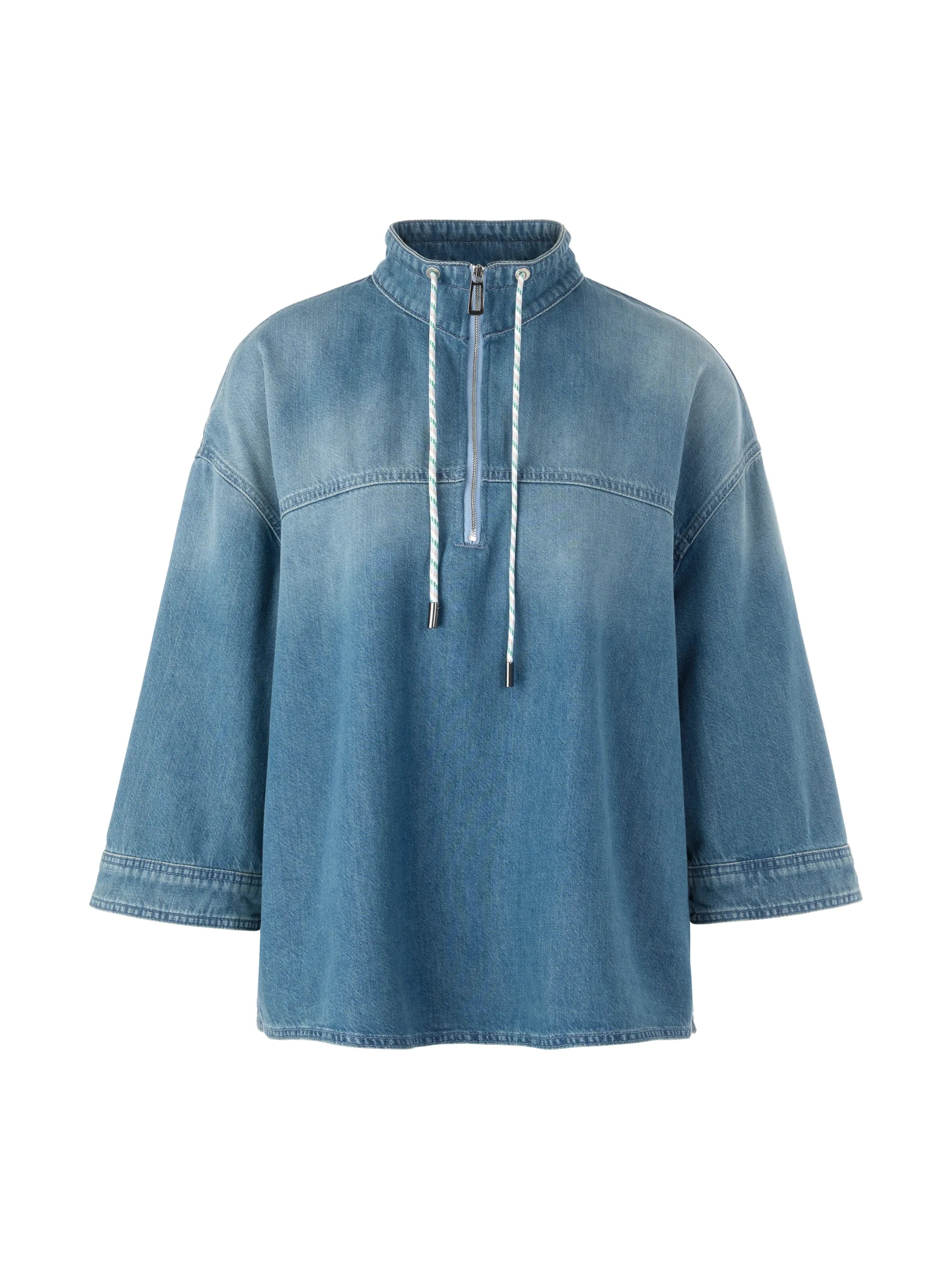 Jeansbluse mit Stehkragen