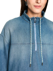 Jeansbluse mit Stehkragen