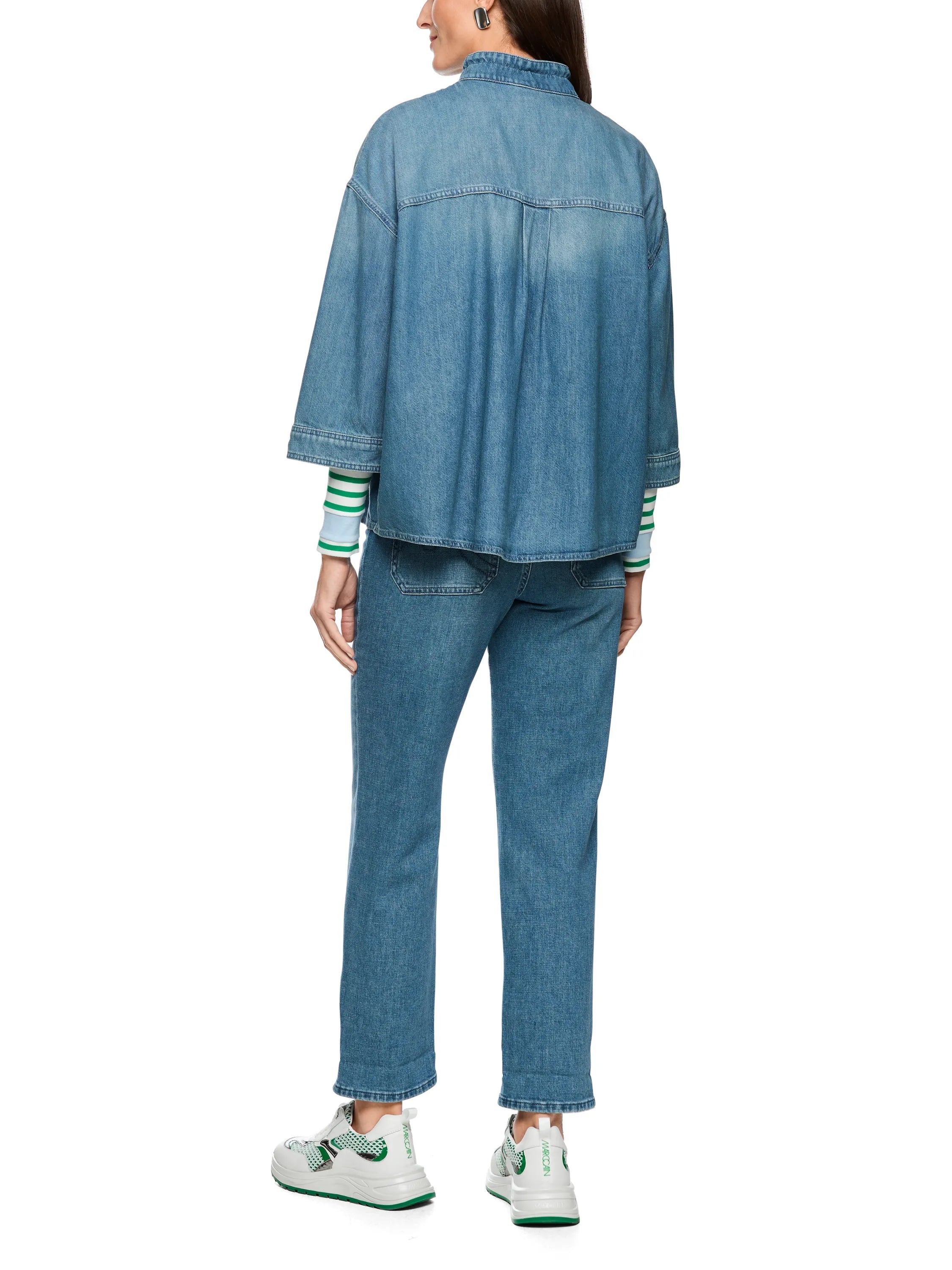 Jeansbluse mit Stehkragen