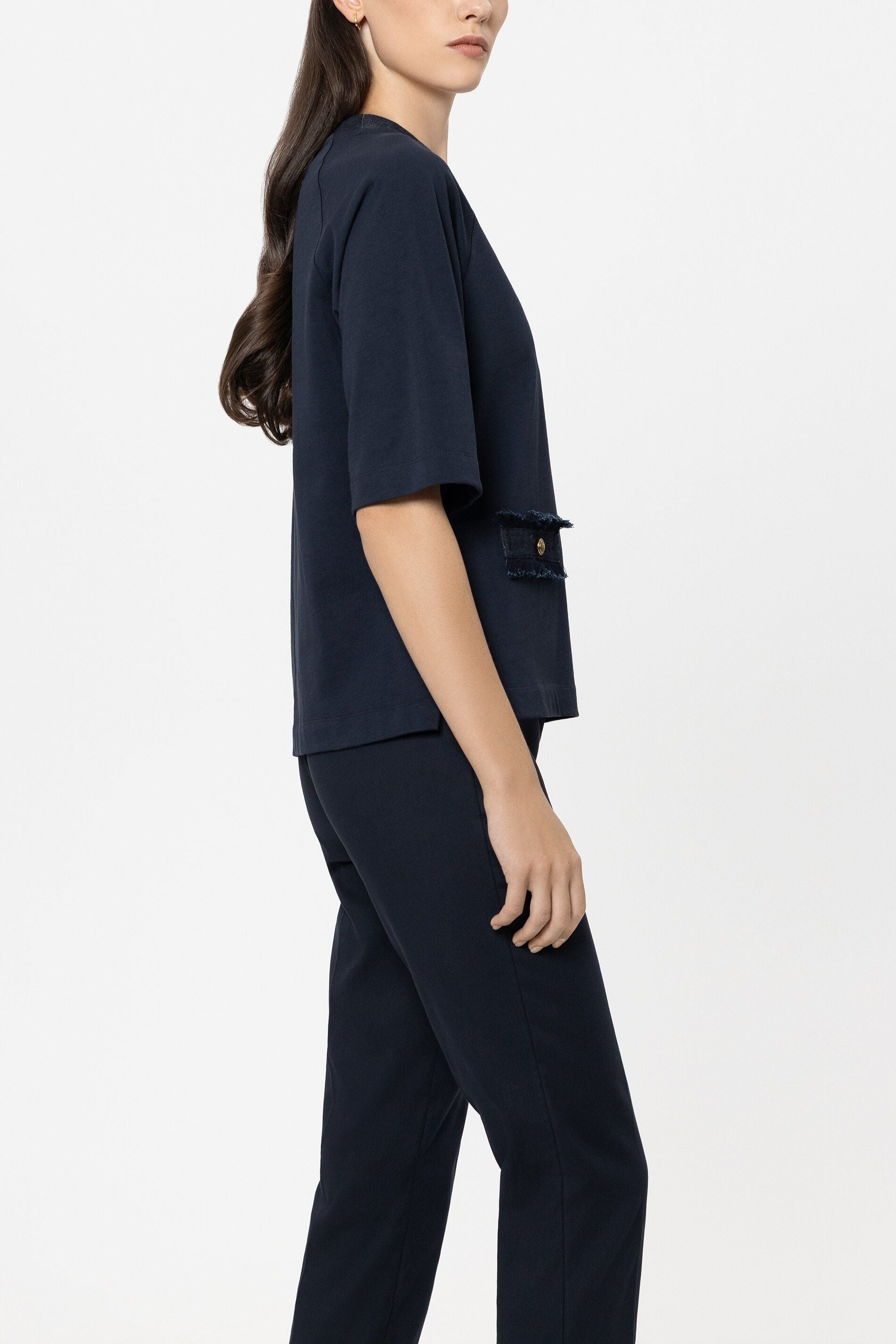 T-Shirt mit Denim-Patch