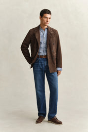 Gingham-Hemd Regular Fit aus Leinenmix