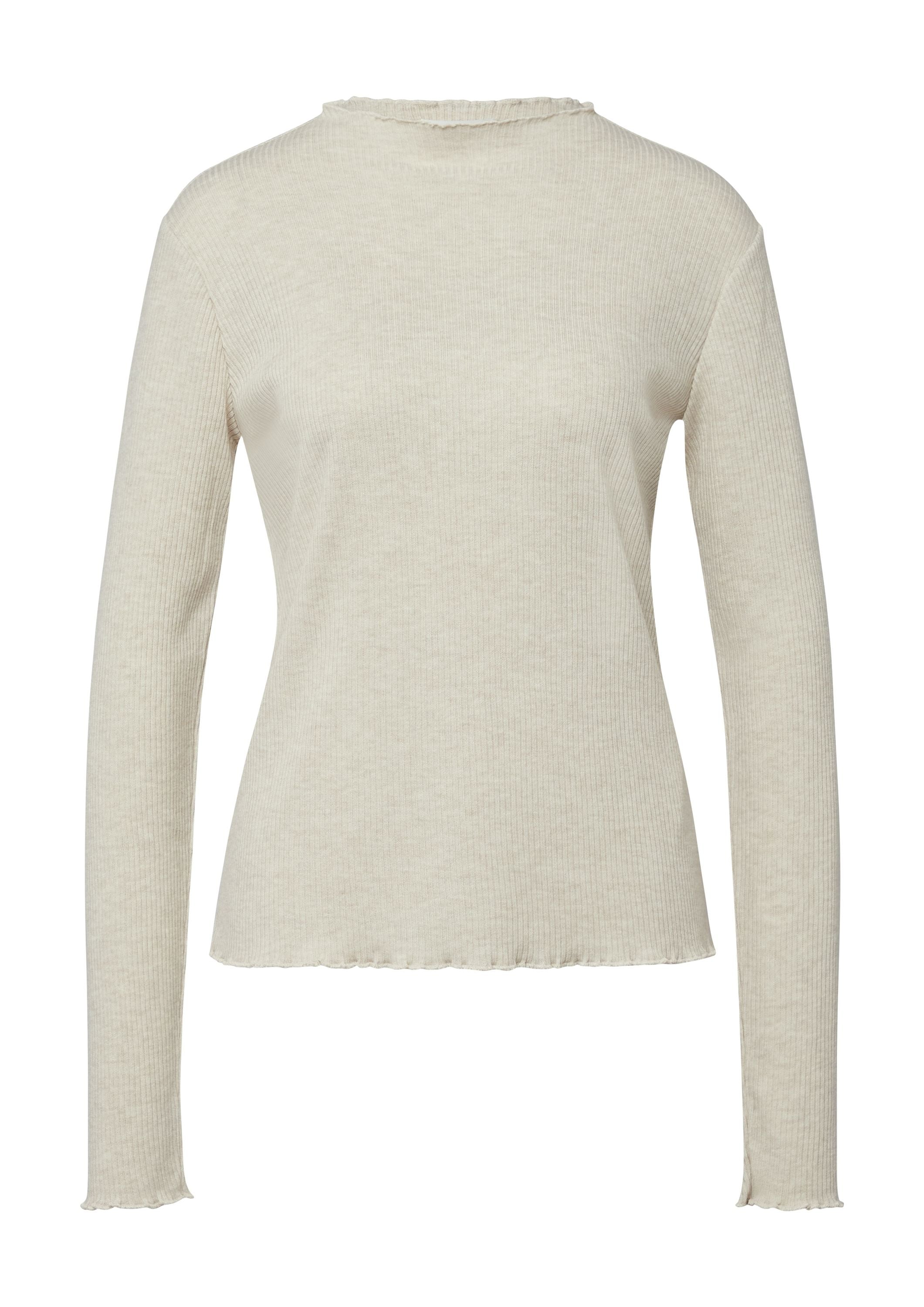 Langarmshirt mit gewelltem Saum in Slim Fit