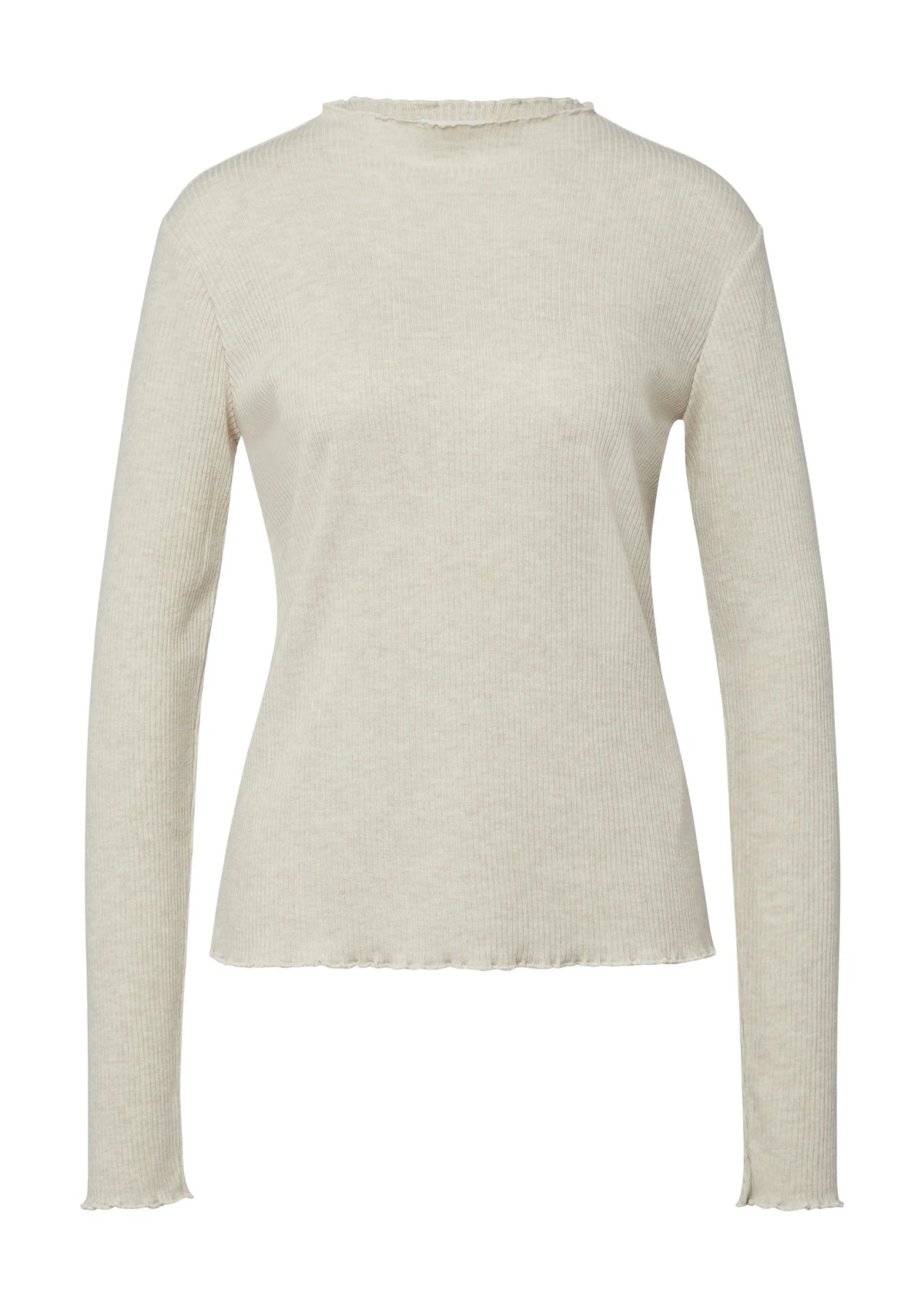 Langarmshirt mit gewelltem Saum in Slim Fit
