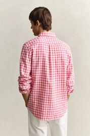 Gingham-Hemd Regular Fit aus Leinenmix