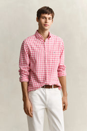 Gingham-Hemd Regular Fit aus Leinenmix