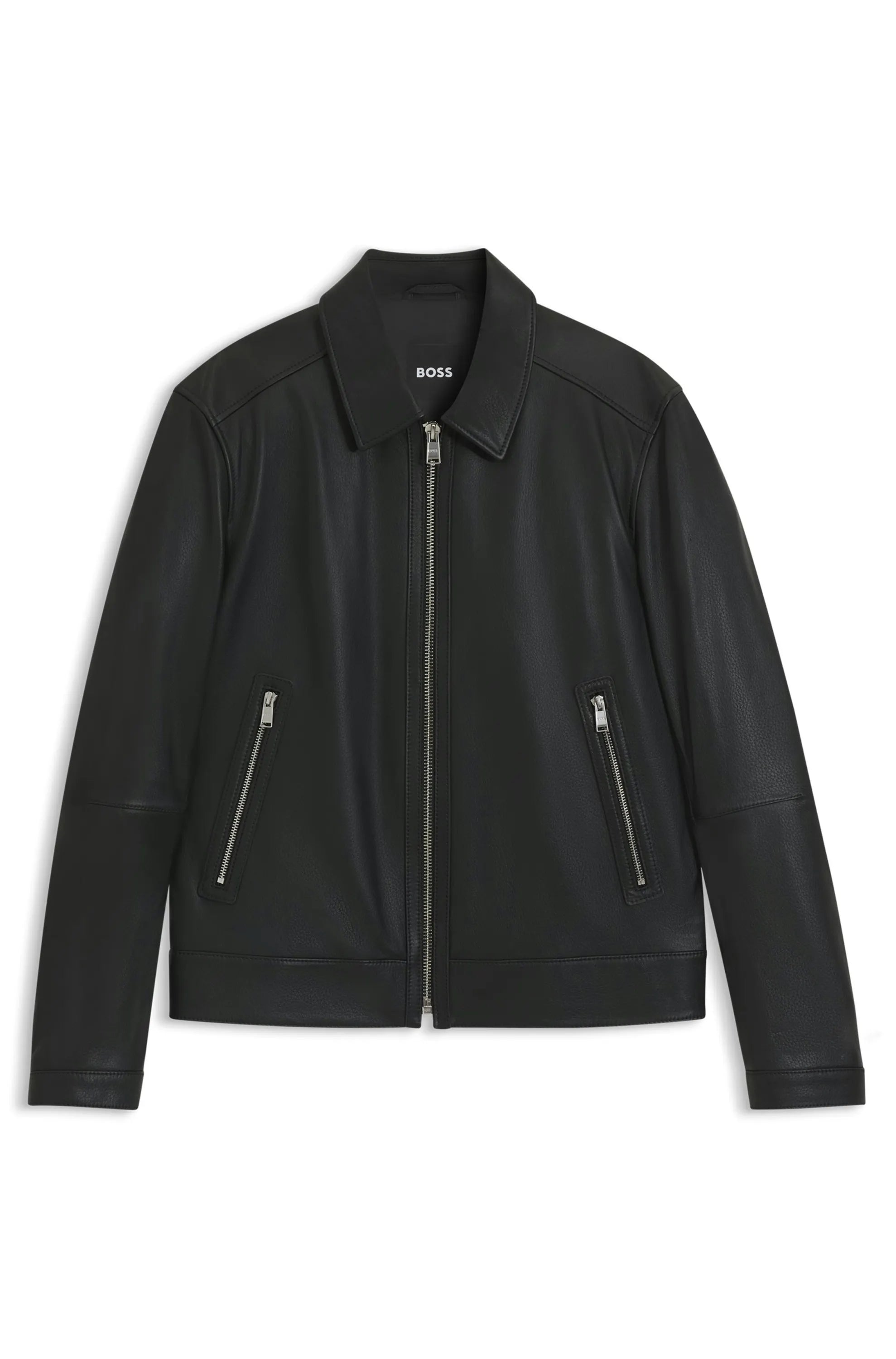 Lederjacke mit aufliegendem Kragen