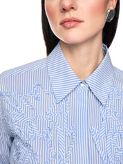 Bluse gestreift mit Blumendetails