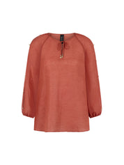 Leinenbluse mit V-Ausschnitt