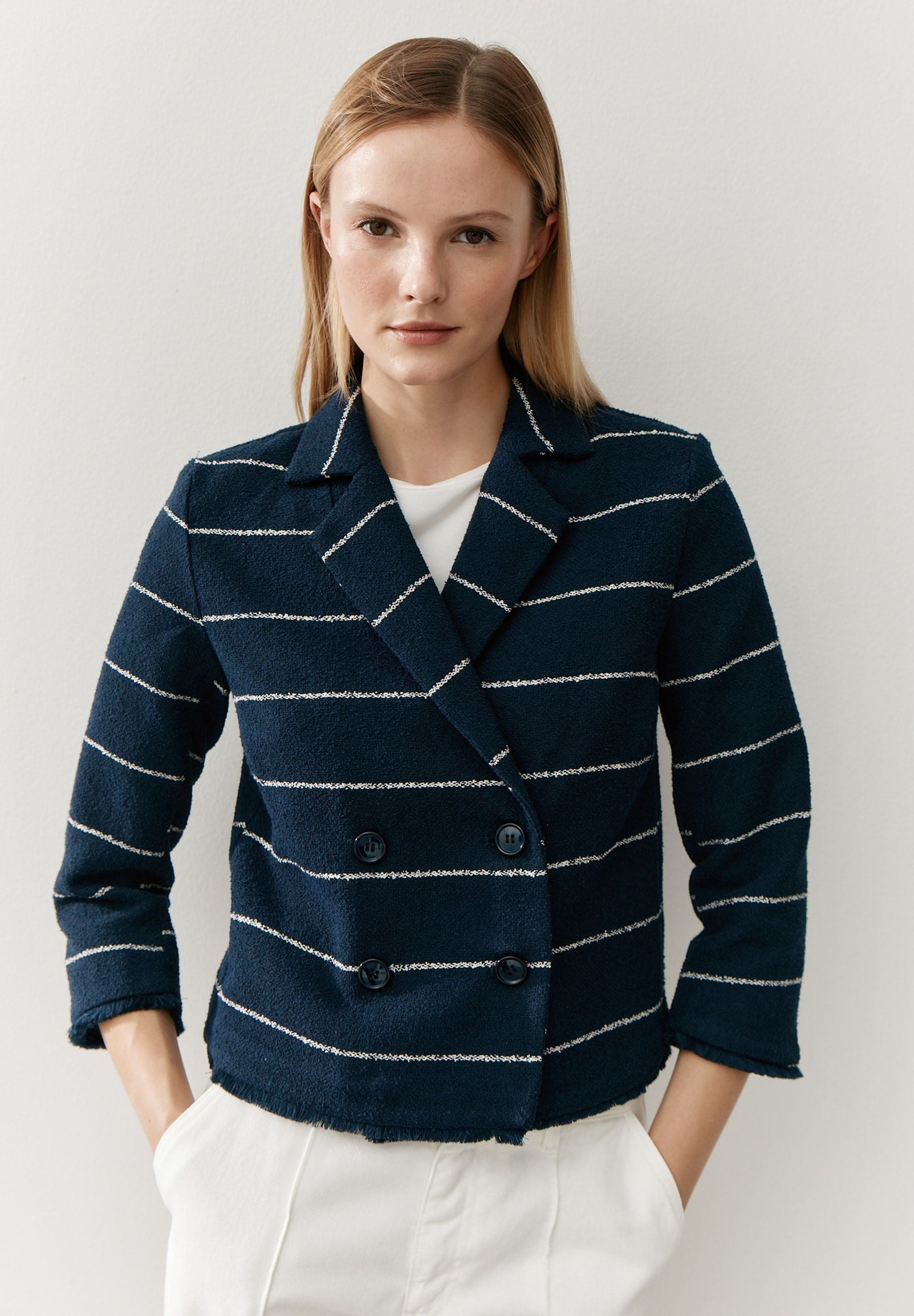Blazer gestreift aus Baumwollmix