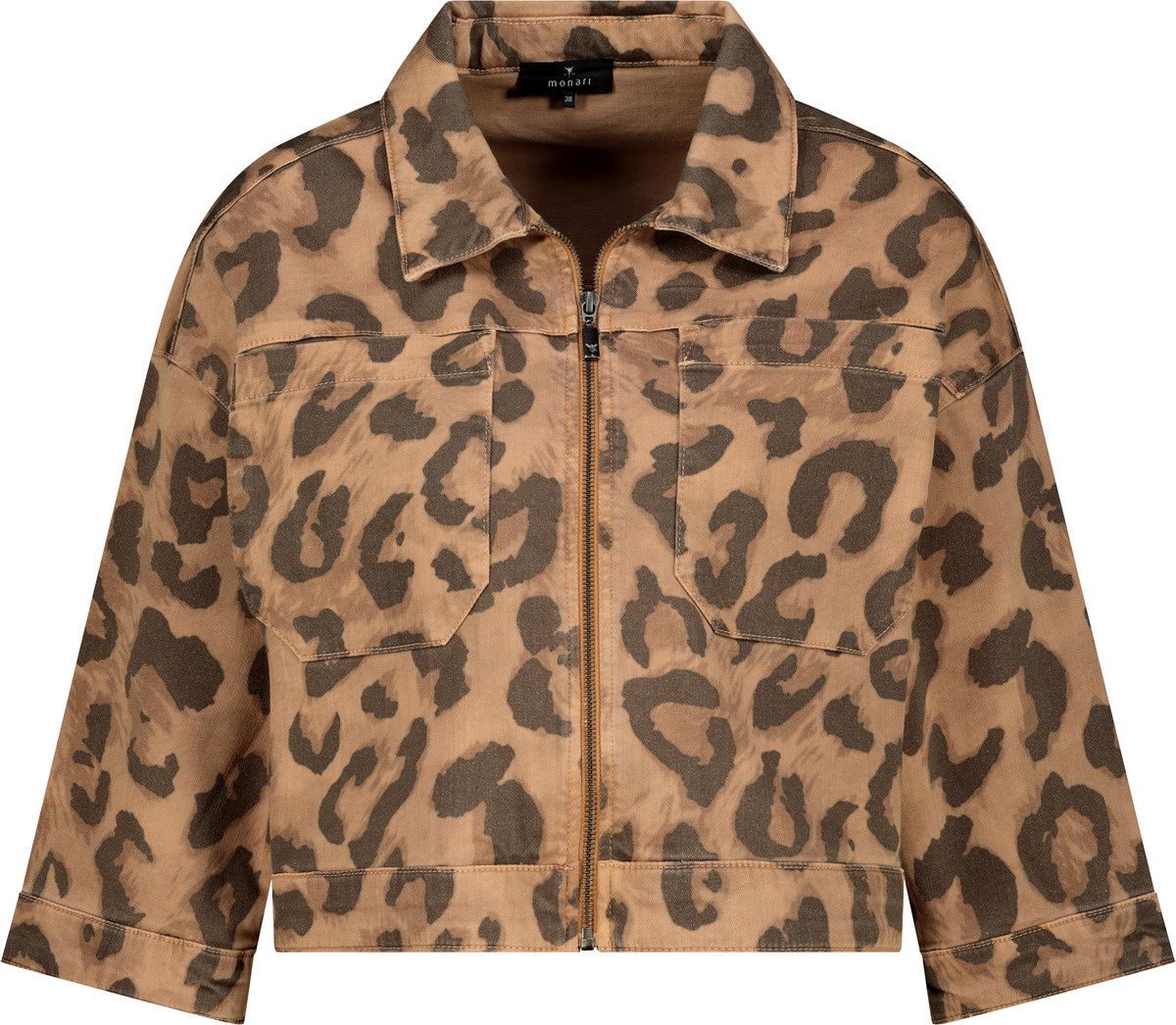Jeansjacke cropped mit Leopardenmuster