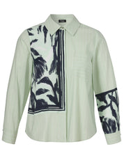 Bluse Hemdkragen 1/1 Arm Druck Materialmix