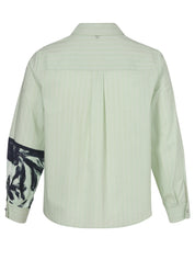 Bluse Hemdkragen 1/1 Arm Druck Materialmix