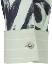 Bluse Hemdkragen 1/1 Arm Druck Materialmix