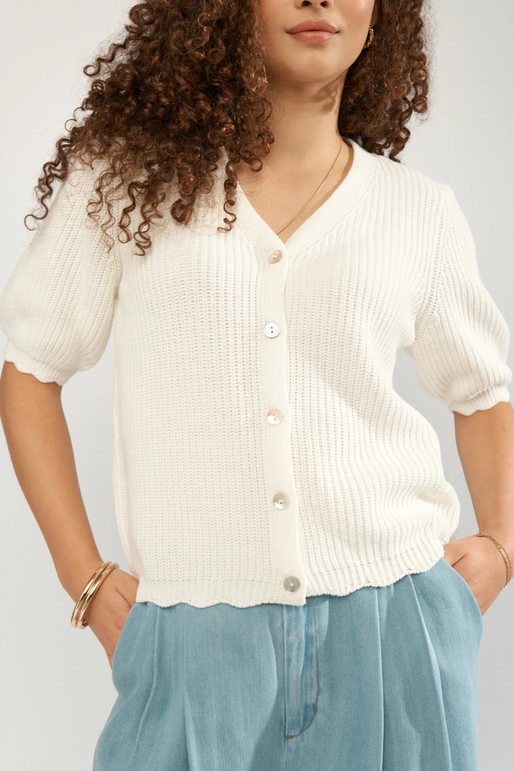 Strickcardigan aus Baumwollmix