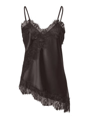 Satin-Top mit Spitzen Detail