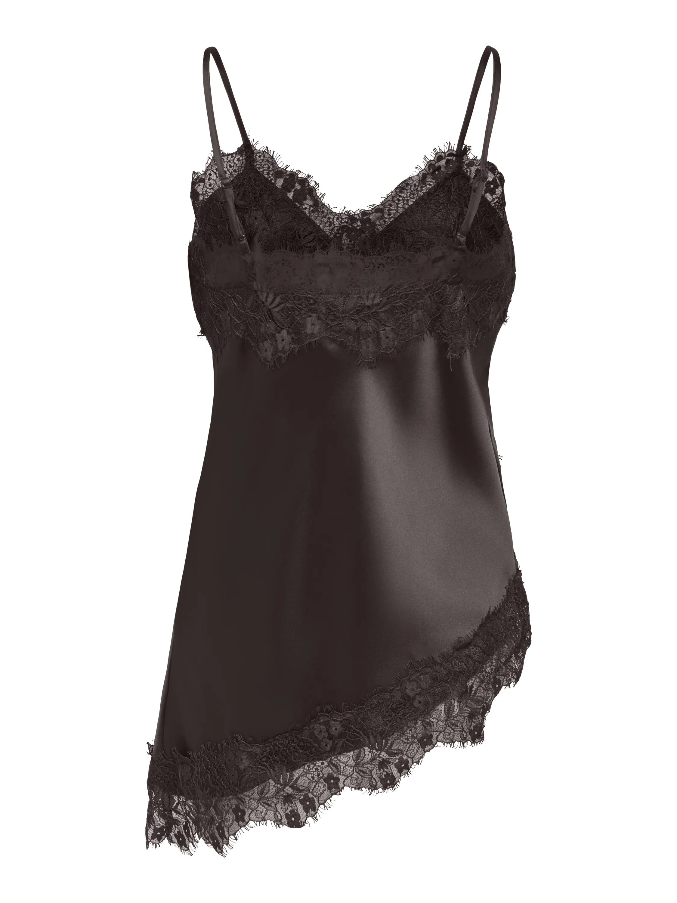 Satin-Top mit Spitzen Detail