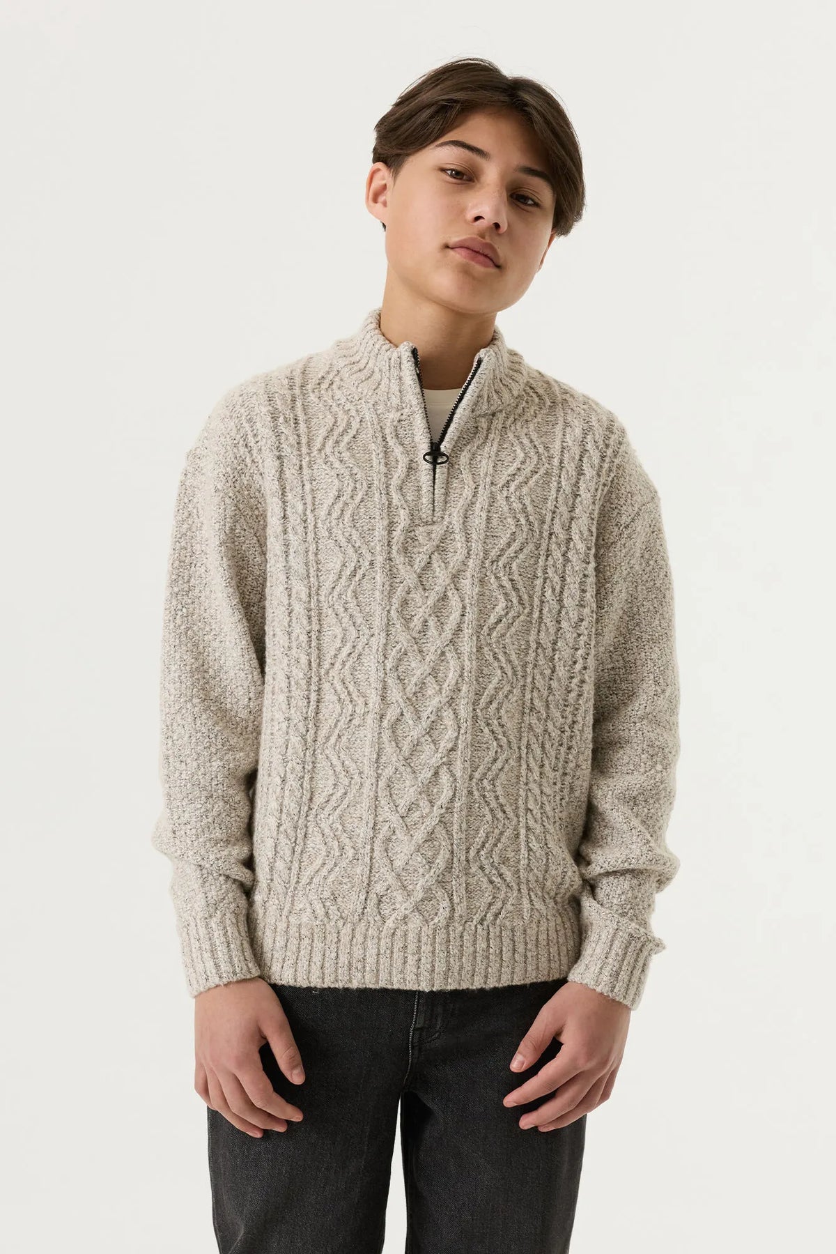 Strickpullover mit Stehkragen