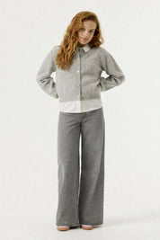 Strickjacke mit Hemdkragen