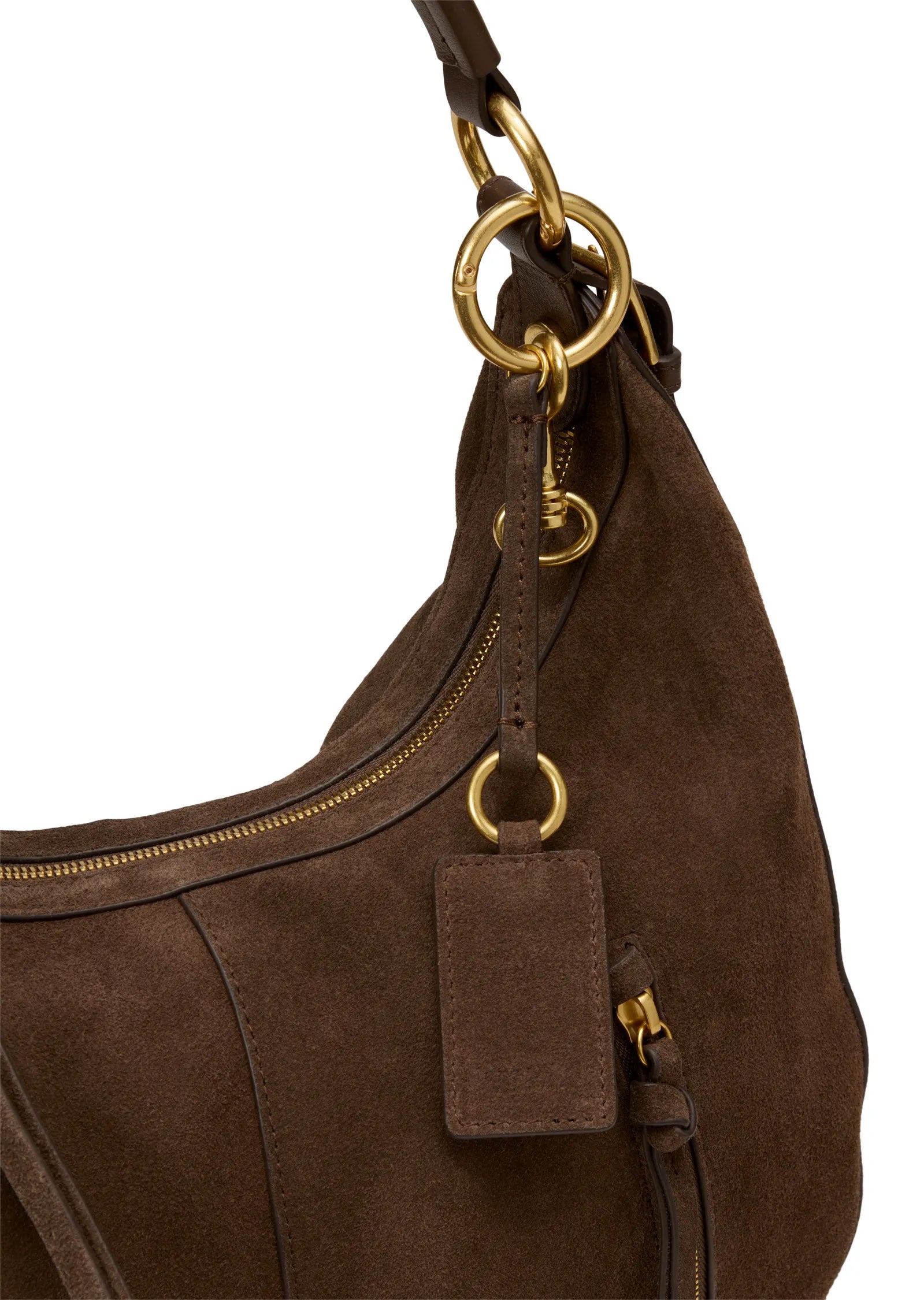 Schultertasche aus Veloursleder