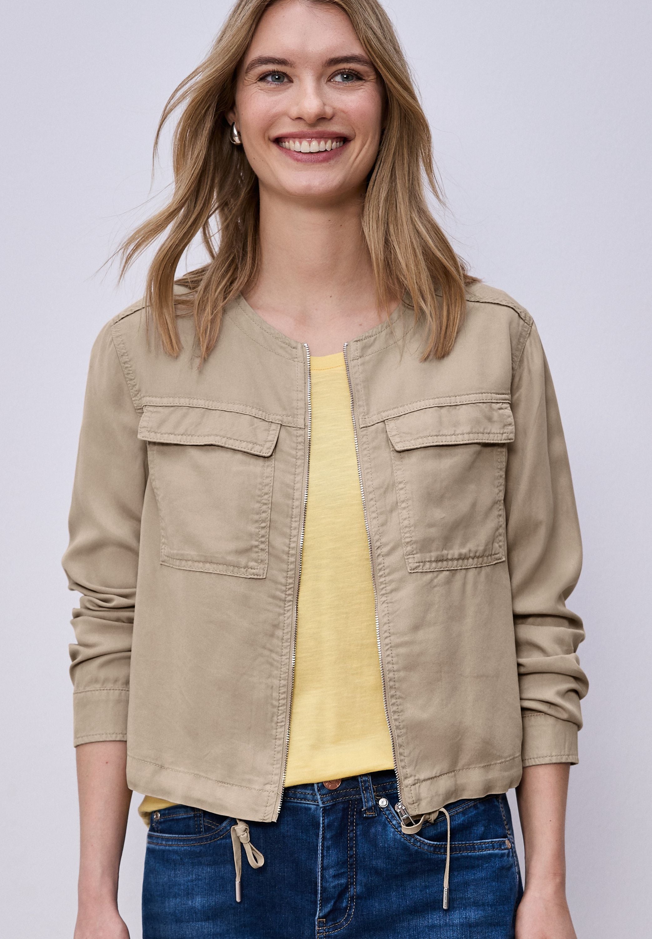 Jacke im Washed-Look mit Tunnelzug