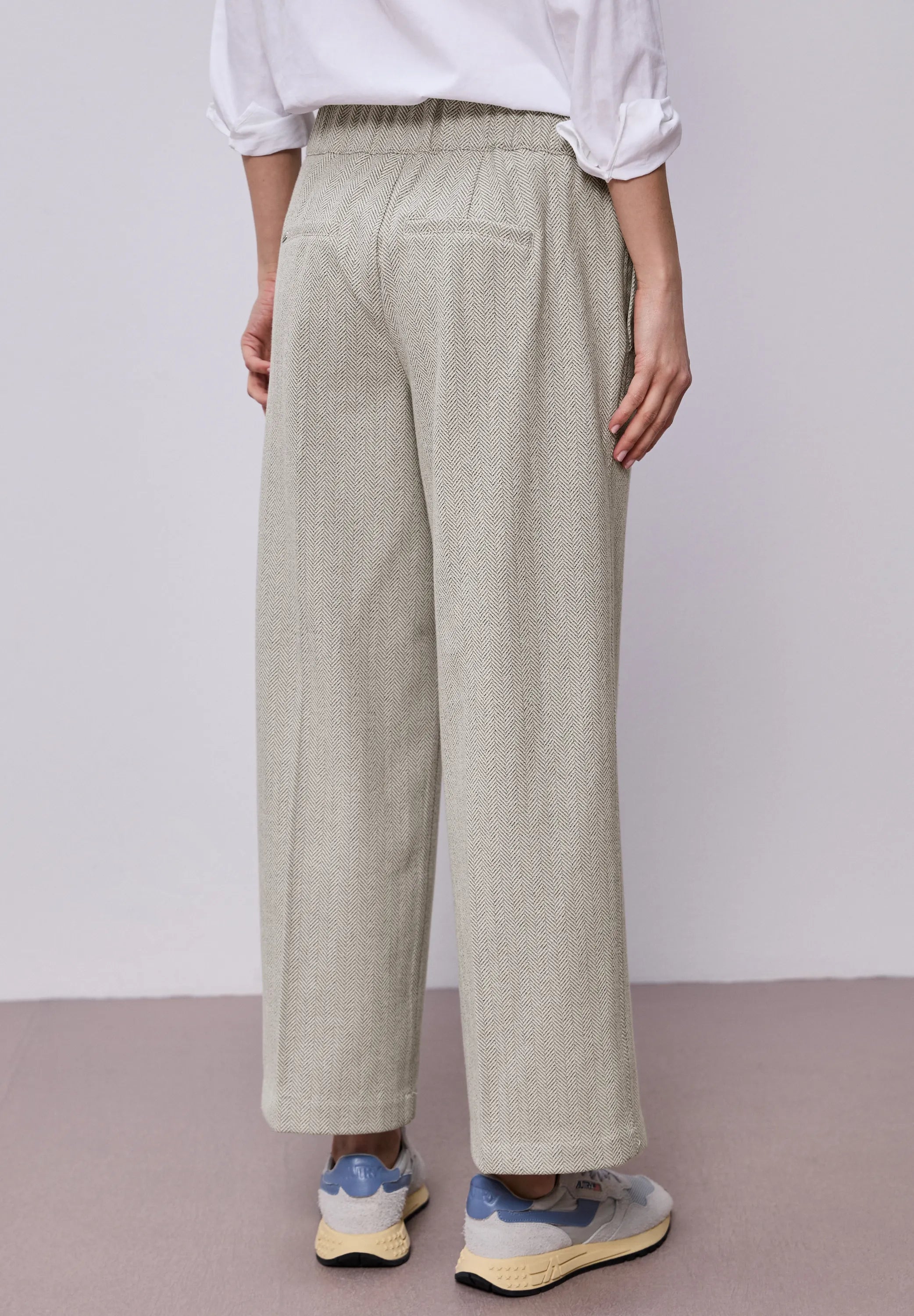 High Waist Wide Leg Hose mit Knopfdetail