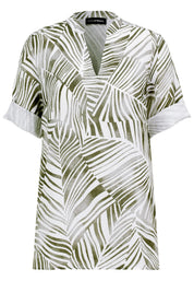 Leinenbluse mit Grafik-Print