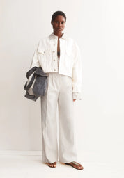 Hose aus Leinenmix Wide Leg