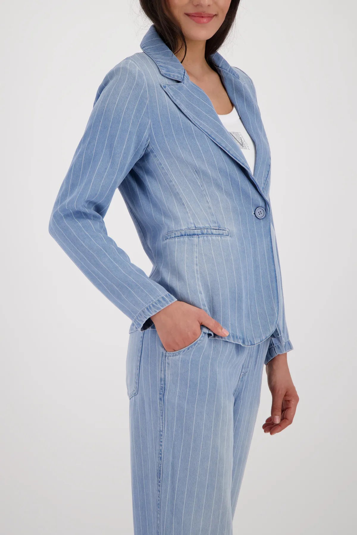 Jeans-Blazer gestreift