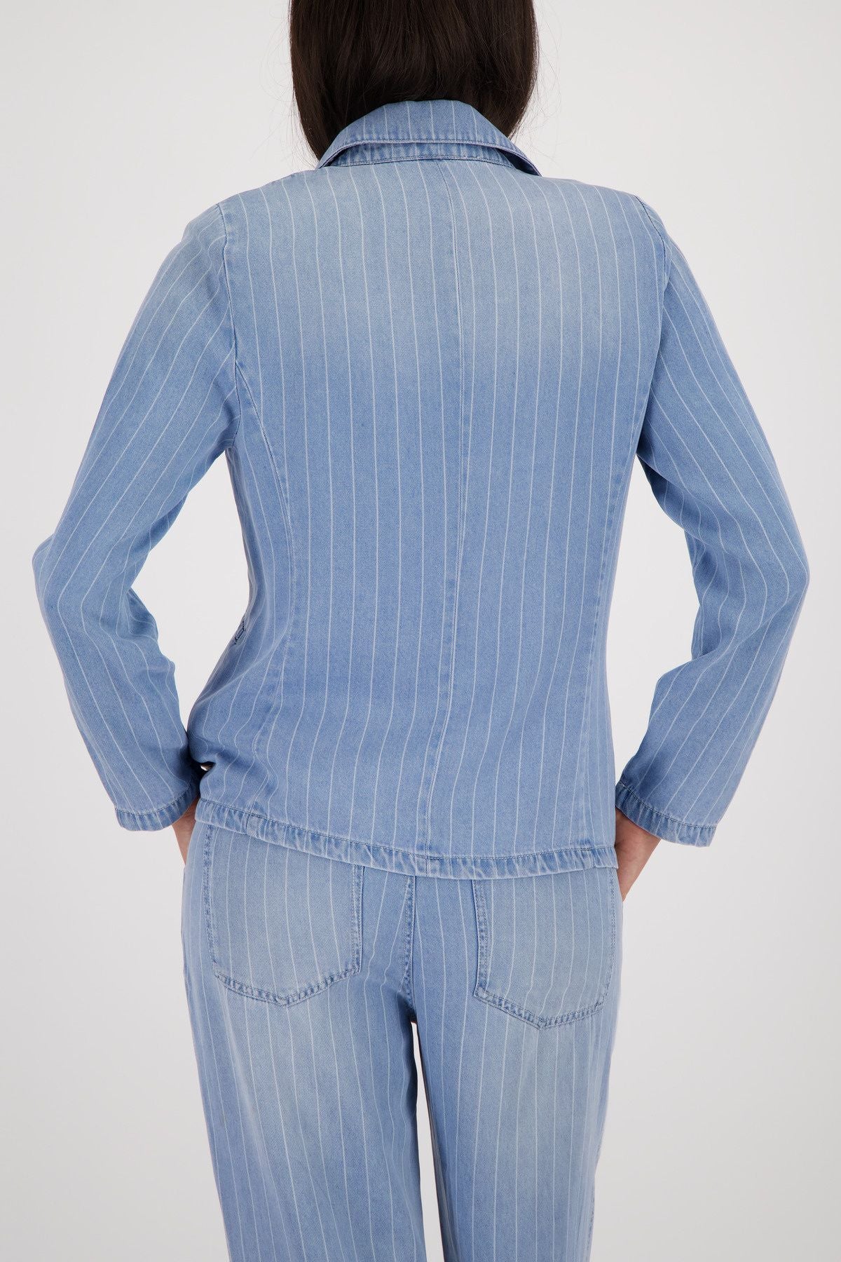Jeans-Blazer gestreift
