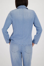 Jeans-Blazer gestreift
