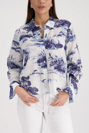 Bluse mit Print aus Baumwolle