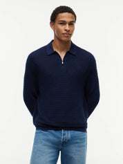 Strickpoloshirt aus Baumwollmix