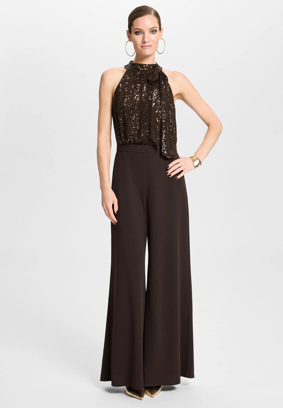 Jumpsuit mit Pailletten-Top