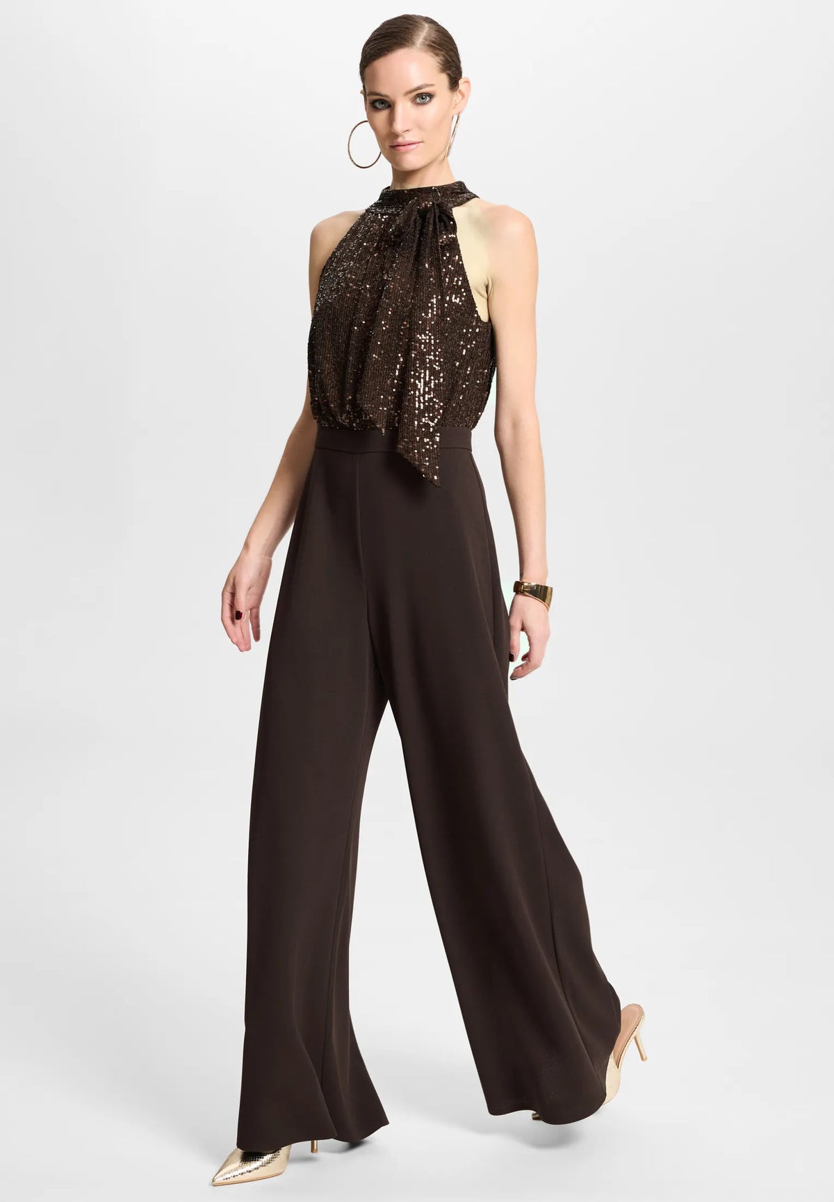 Jumpsuit mit Pailletten-Top