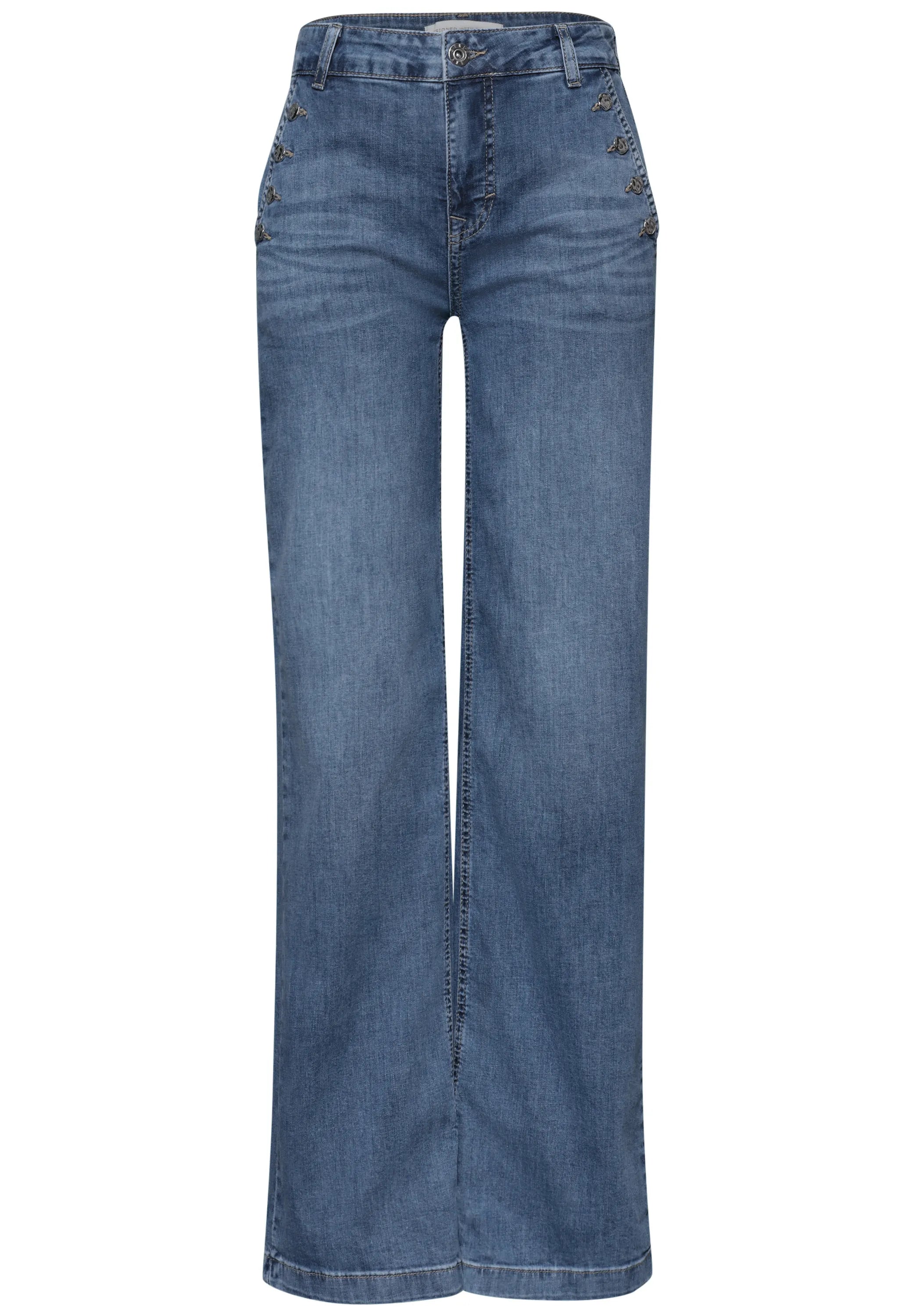 Wide Leg Jeans mit Knopfdetails