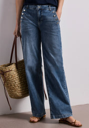 Wide Leg Jeans mit Knopfdetails
