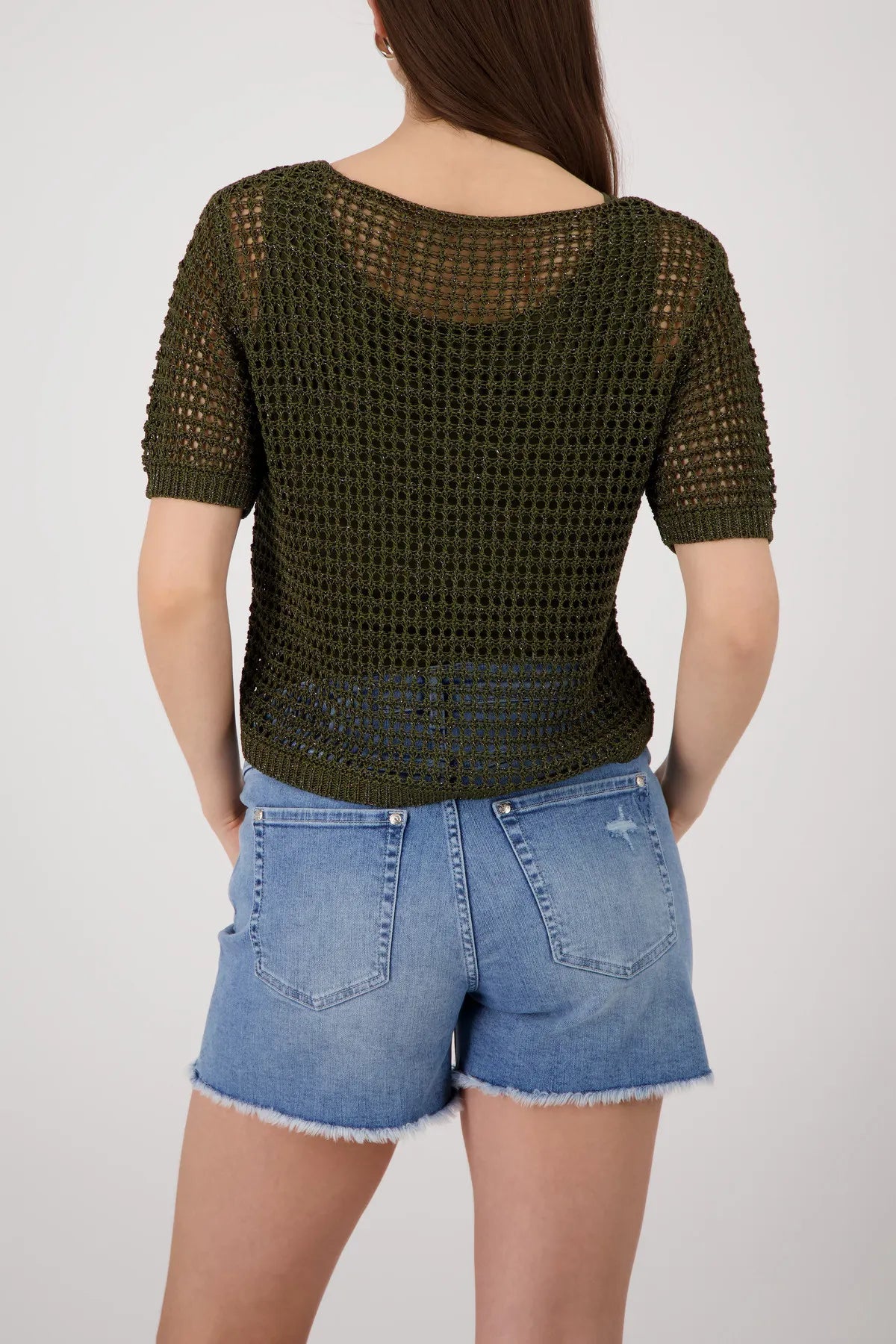 Strickpullover mir Ajour-Struktur und Glitzer